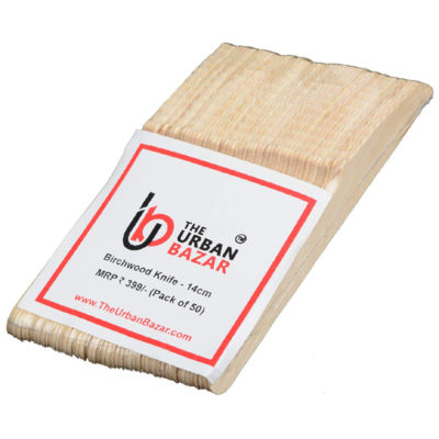 Urban Bazar Birchwood Disposable Wooden Biodegradable Knife 14 cm (Pack of 50)